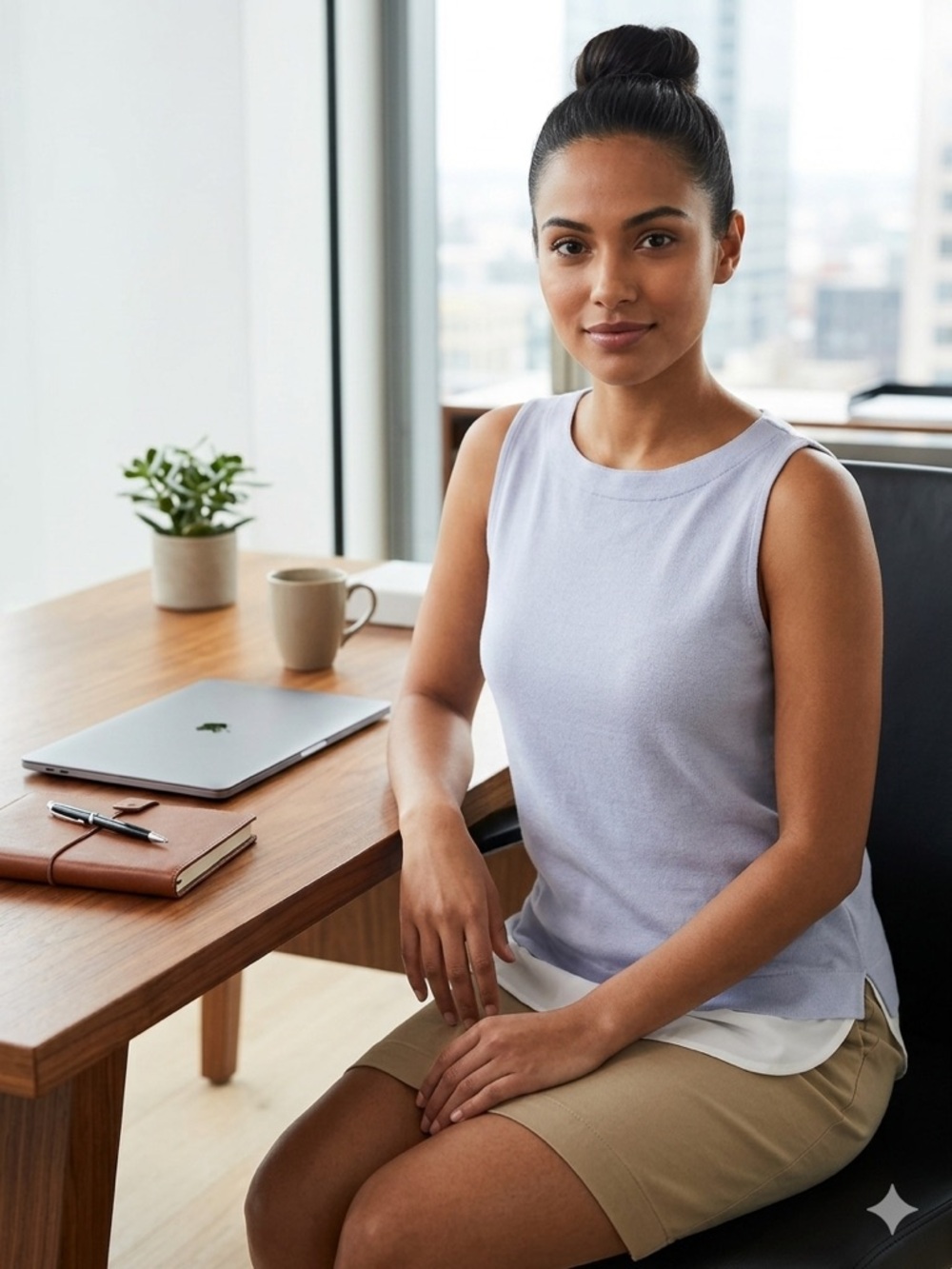 Banana Republic Light Blue Sleeveless Knit Shell with Faux White Undershirt